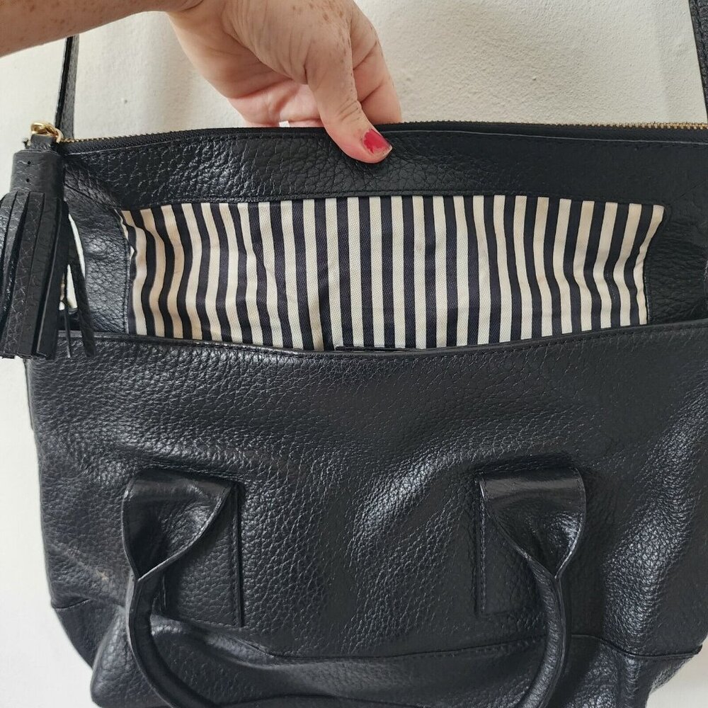 Kate Spade Black Pebble Leather Crossbody Purse Flap Snap Button Close - Picture 2 of 8